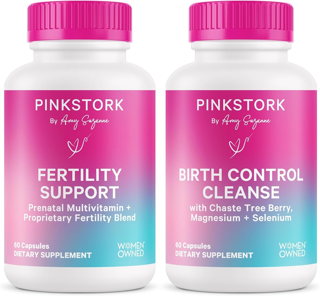 핑크 Stork 임신 Prep & 불임 지원 - Vitex, Inositol, Folate - 출생 제어 Cleanse - 2 팩