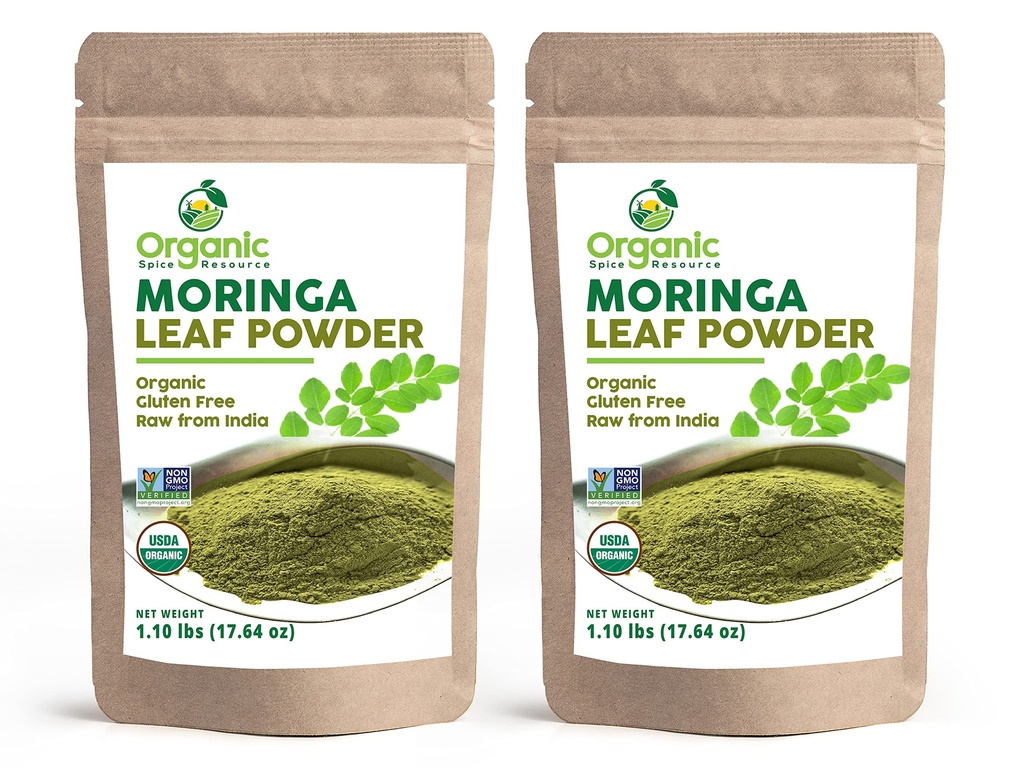 유기농 모링가 분말 - 35.28 온스 | 팩 2 인| USDA 유기, 비 GMO, 코셔, Halal, Moringa Olifera 분말 - 100% Raw and Natural, OSR