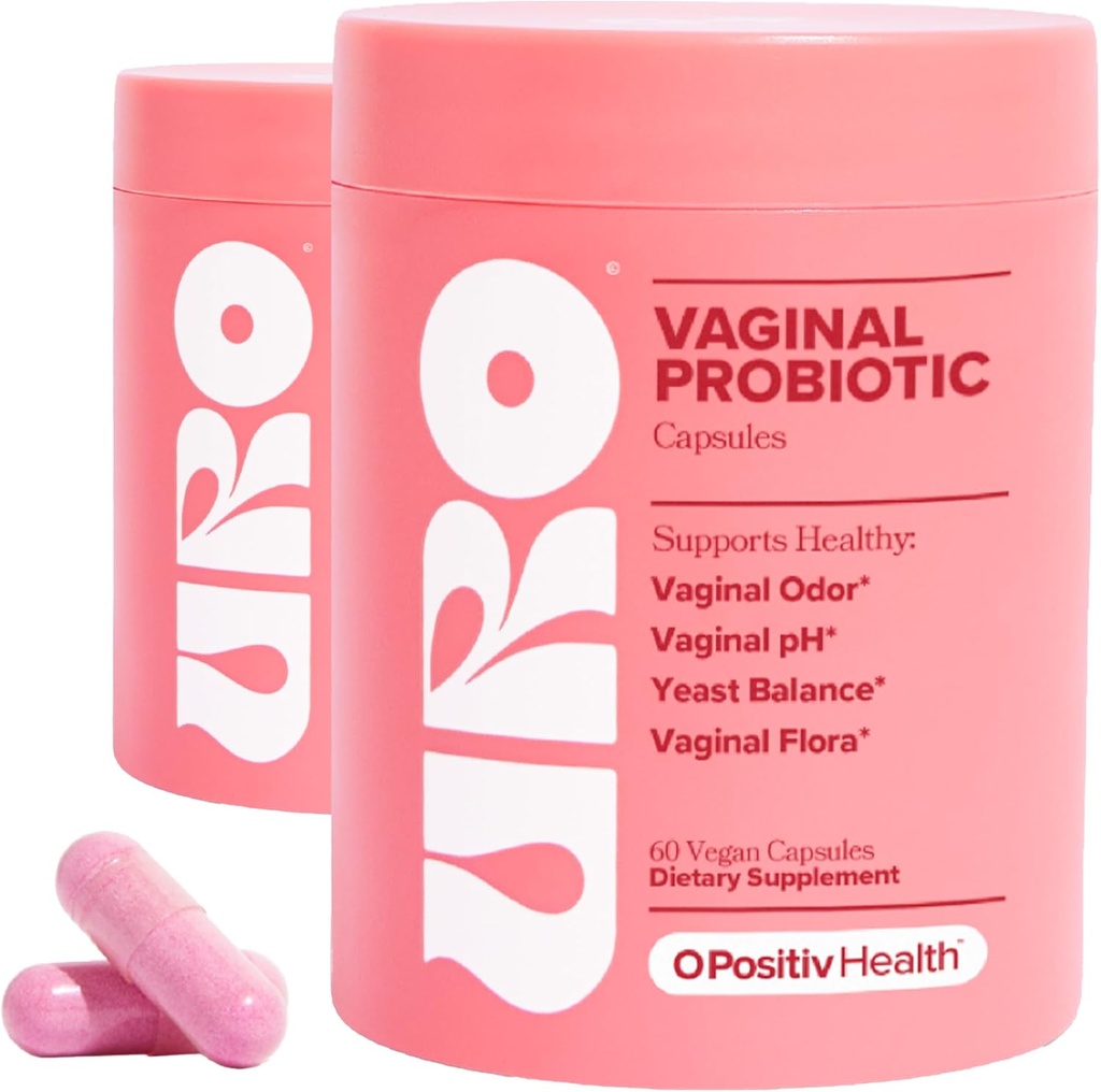 O Positiv URO Vaginal Probiotics for Women pH Balance with Prebiotics & Lactobacillus Probiotic Blend - 질 건강 보충 - 건강한 질 냄새 및 질 Flora, 60 카운트 (팩 2)를 촉진