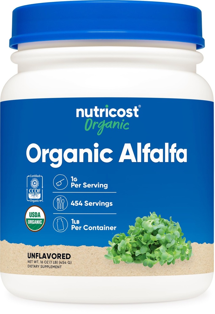 Nutricost 유기 Alfalfa 분말 1LB - USDA는 100% 유기, 채식주의자, 비 GMO, 글루텐을 해방합니다