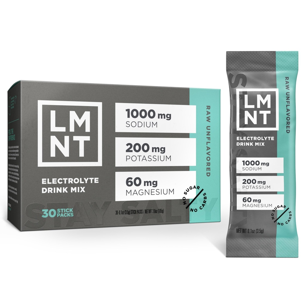 LMNT Zero Sugar Electrolytes - 익지않는 Unflavored 소금 | 음료 혼합 | 30-Count