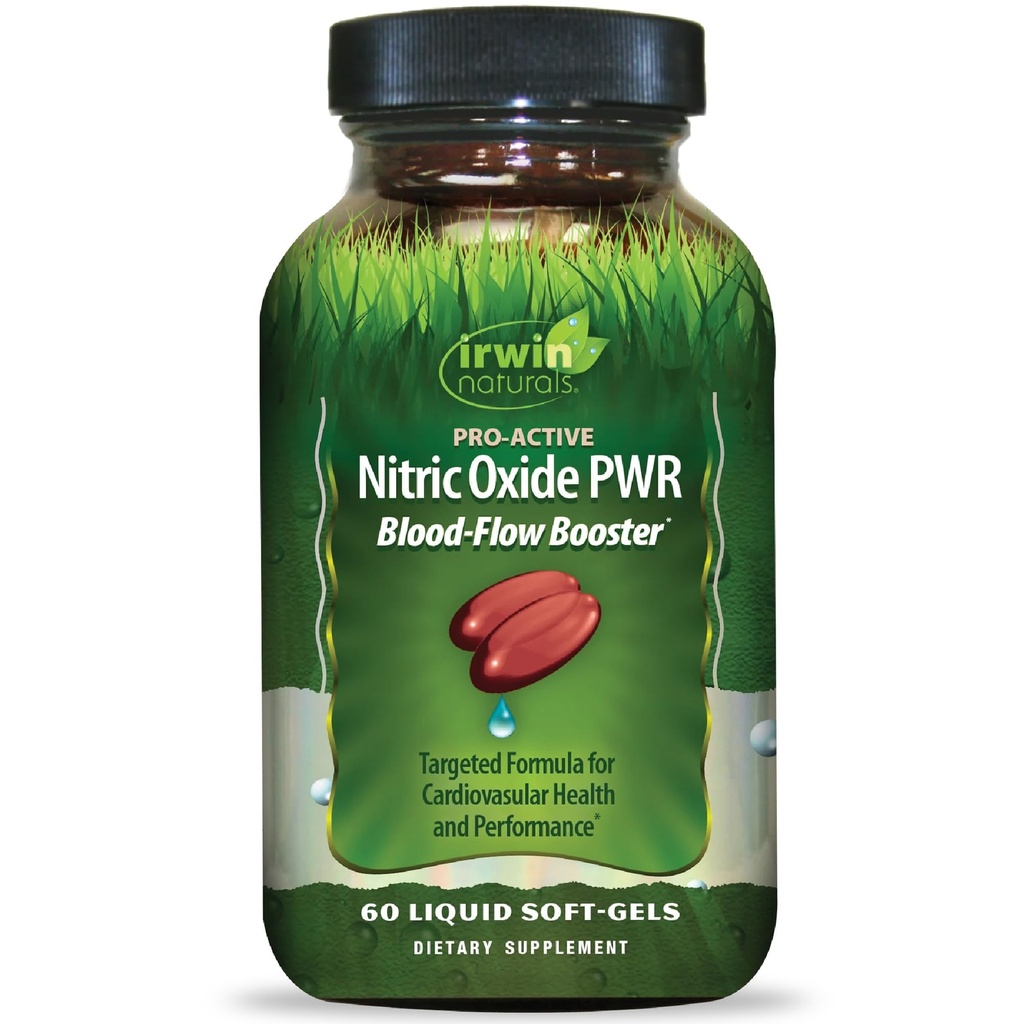Irwin Naturals Pro-Active Nitric Oxide PWR - 60 Liquid Soft-Gels - L-Citrulline, Beet Root & Red Spinach와 함께 혈액-Flow Booster