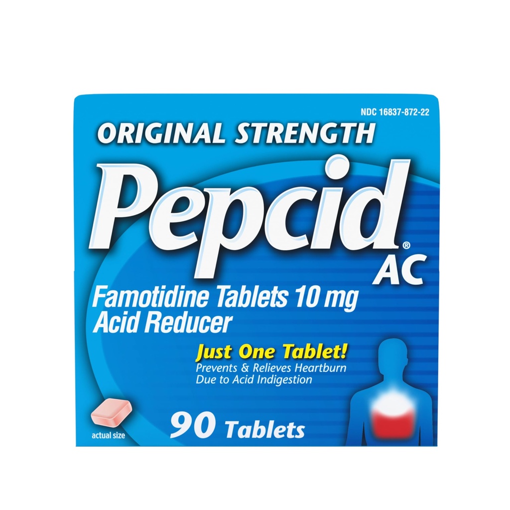 Pepcid AC 고유 힘 Heartburn 기복 정제, OTC 약은 산 Indigestion & Sour Stomach, 10mg Famotidine 산성 흡진기, 빠른 행동, 90 ct
