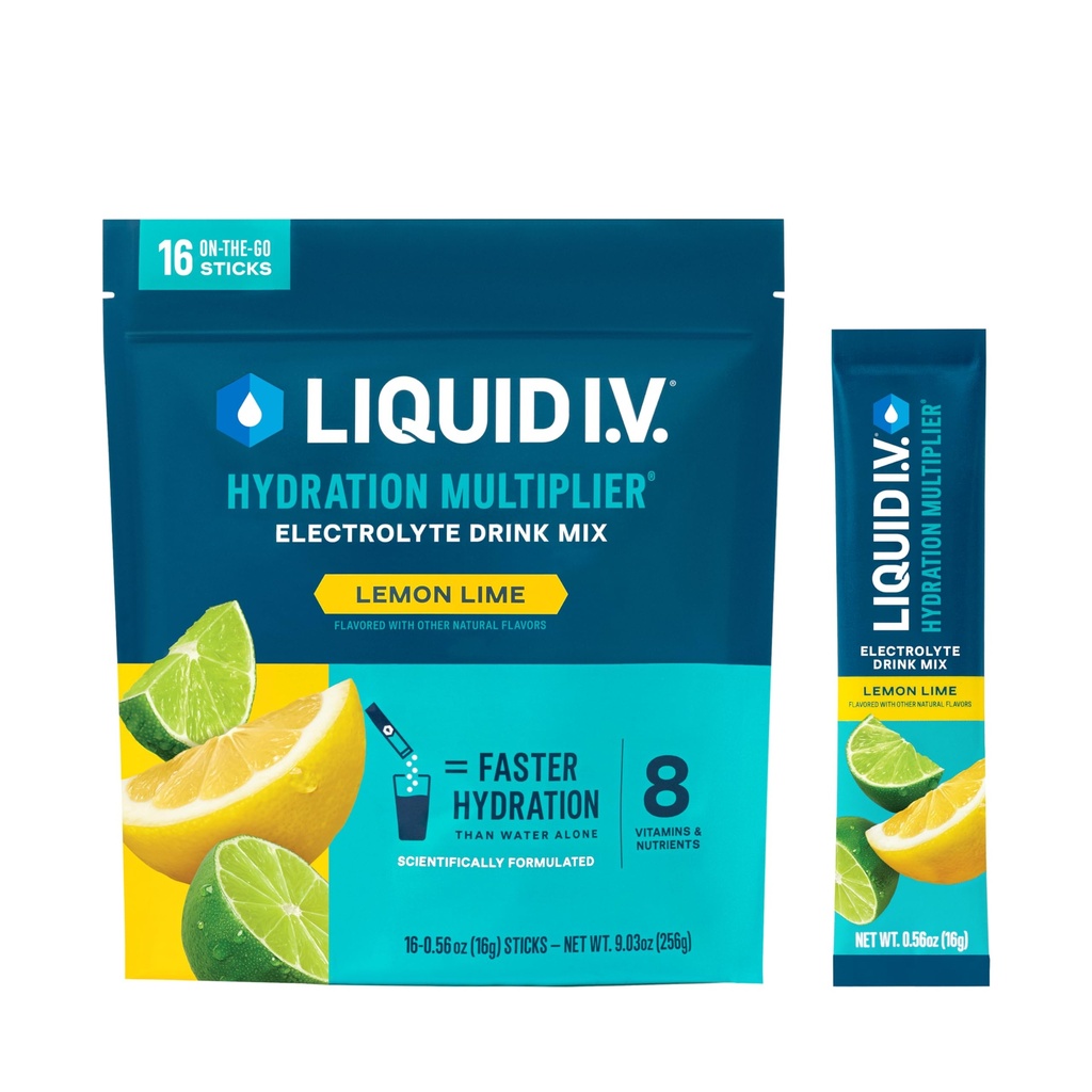 Liquid I.V.® Hydration Multiplier - 레몬 라임 | 일렉트로트 파우더 음료 믹스 | 1 팩 (16 인분)