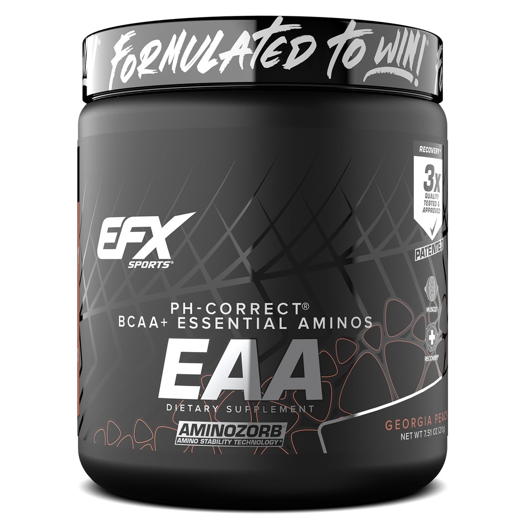 EFX Sports Training Ground EAA | 필수 아미노산 보충 | 에너지 및 단백질 합성 | 사전, 인트라, 또는 포스트 운동 | 40 인분 (Georgia Peach)