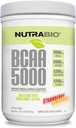 NutraBio BCAA 5000 분말 - 근육 성장 & 회복을 위한 발효된 분지된 사슬 아미노산 - 자연적인 풍미, 감미료 및 착색, 채식주의자, 글루텐 자유로운 - 딸기 Lemonade, 60의 서빙