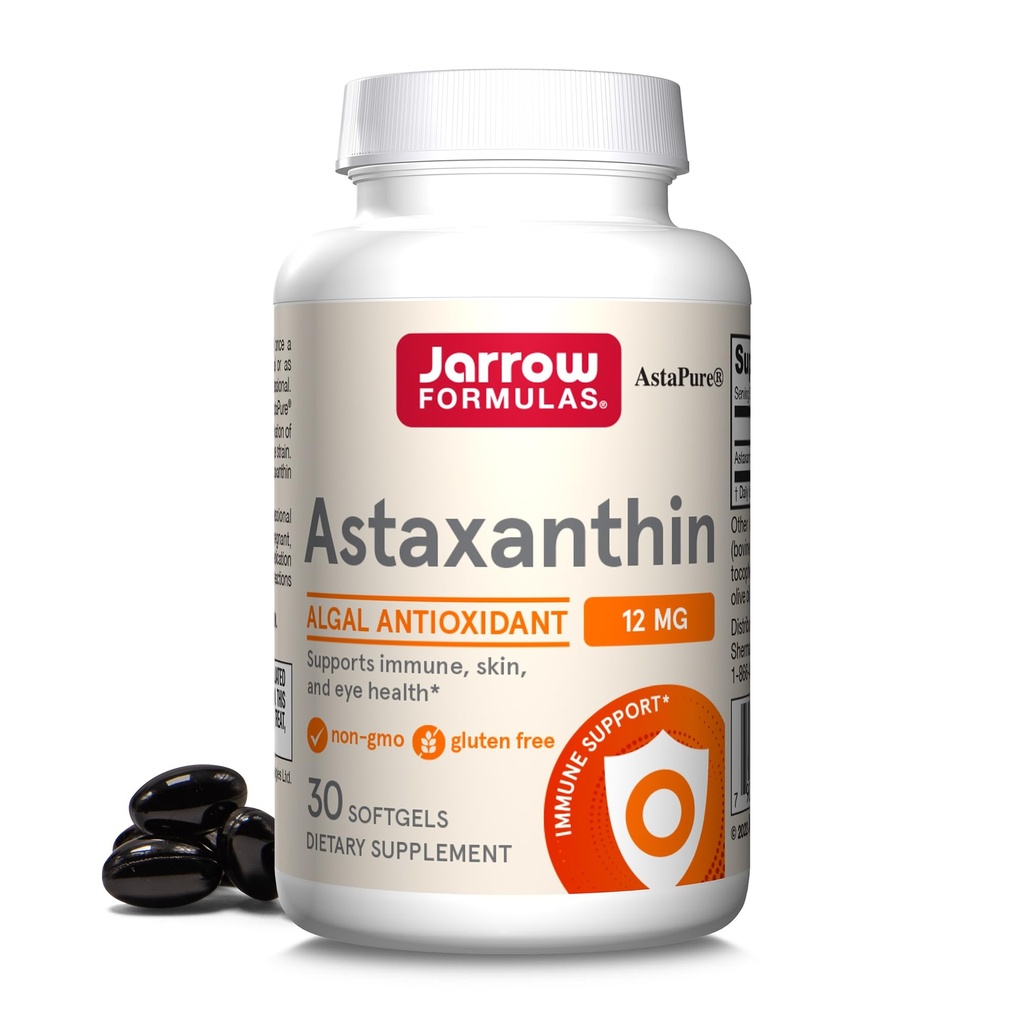 Jarrow Formulas® Astaxanthin 12 mg, Dietary Supplement, 면역 및 눈 건강을 위한 산화 방지제 지원, 30 Softgels, 30 일 공급