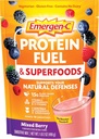 Emergen-C Protein Powder Fuel & Superfoods (16 서빙, 혼합 베리 맛) 유기농 슈퍼 푸드, 비타민 C 및 기타 산화제와 식물 기반 및 채식 Shake Mix