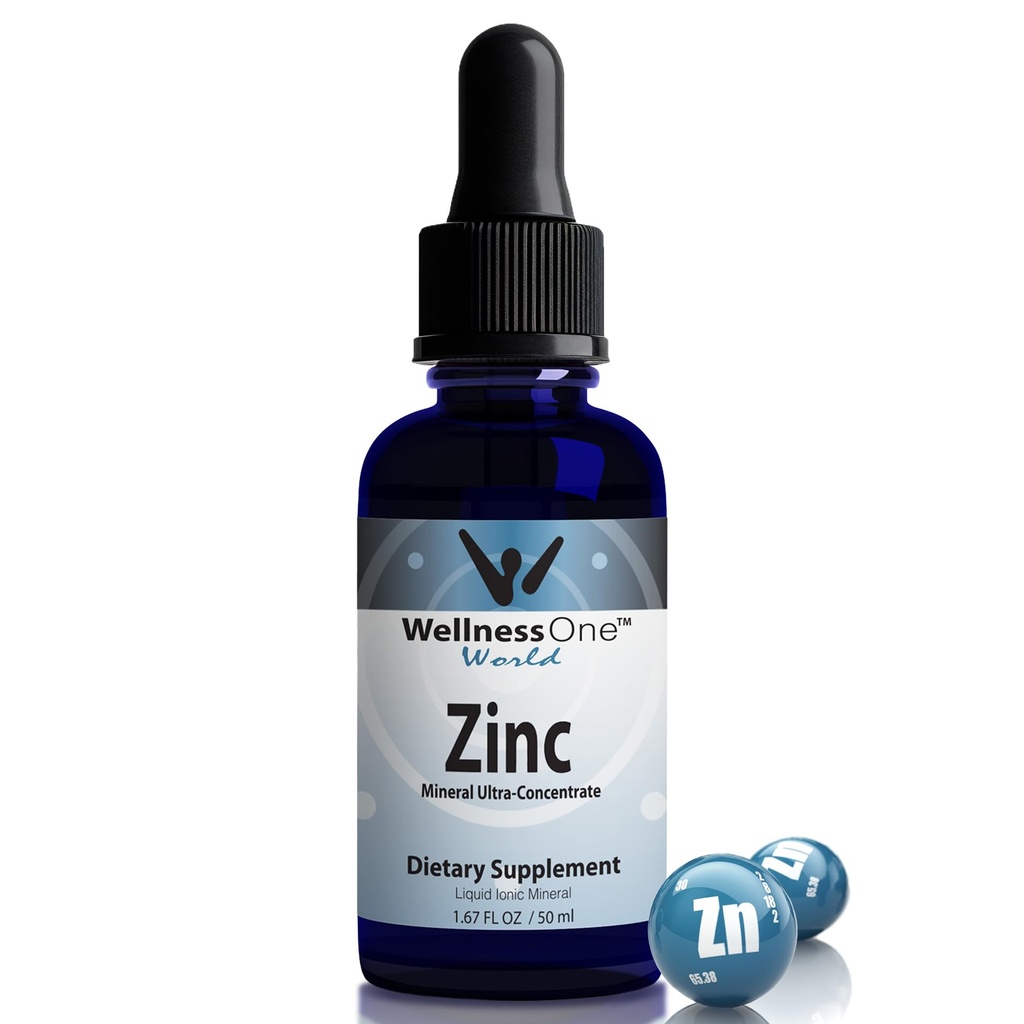 WellnessOne Ionic Liquid 아연 Drops for Immunity Support - 어린이 및 성인을위한 높은 흡수성 아연 액체 보충제 - 미국 시험, Vegan, Non-GMO, 글루텐 - 무료, 1.67 fl oz