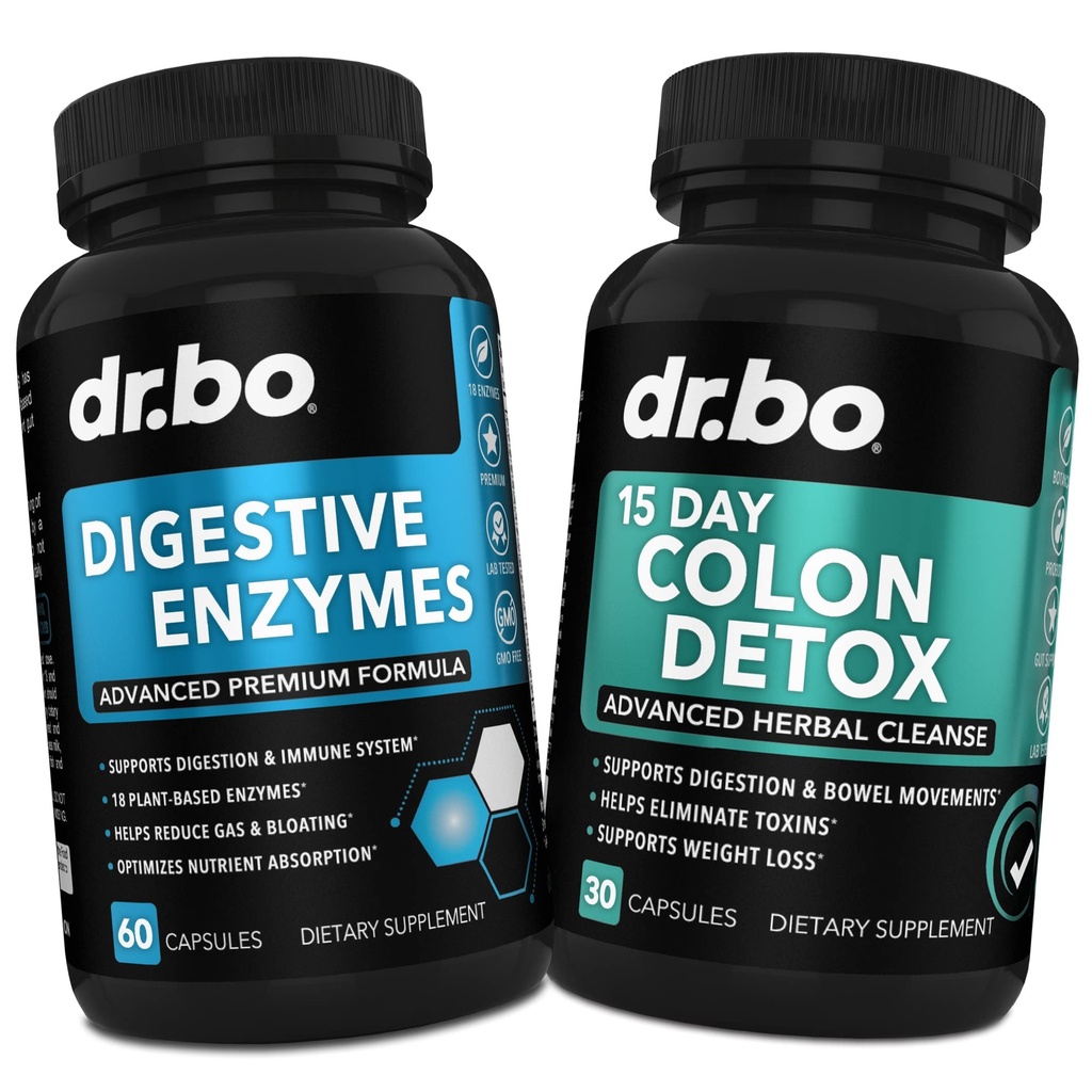 소화 효소 & 콜론 클렌저 Detox - 소화 보충교재 & 여성 & 남자를 위한 15 일 Intestinal Cleanse 알약 - Gut를 위한 빠른 자연적인 Laxative