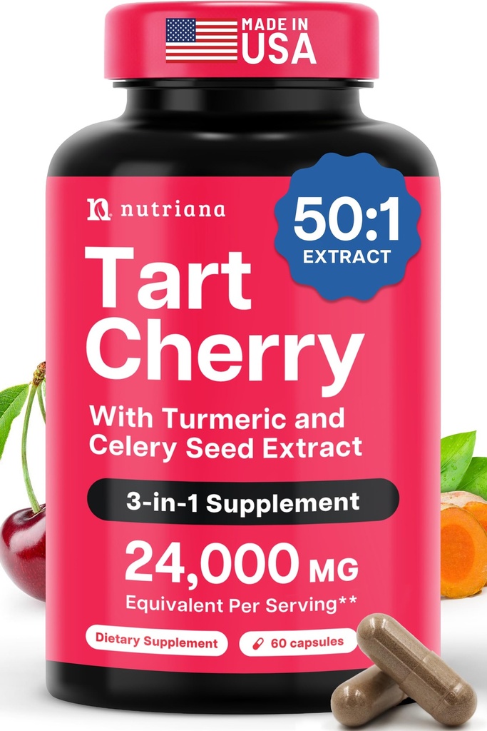 3 1 Tart Cherry Extract Capsules with Turmeric & Celery Seeds with feet & Joint Support Uric Acid Flush Cleanse & Purge Pills, 60 Veggie 캡슐 제조 미국