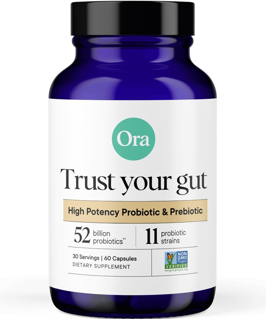 Prebiotics를 가진 Ora 유기 Probiotics - 52억 CFU 11 Digestive 건강을 위한 임상적으로 장식된 Strains, 당신의 Gut를 신뢰하십시오, 글루텐 자유로운, 60의 캡슐