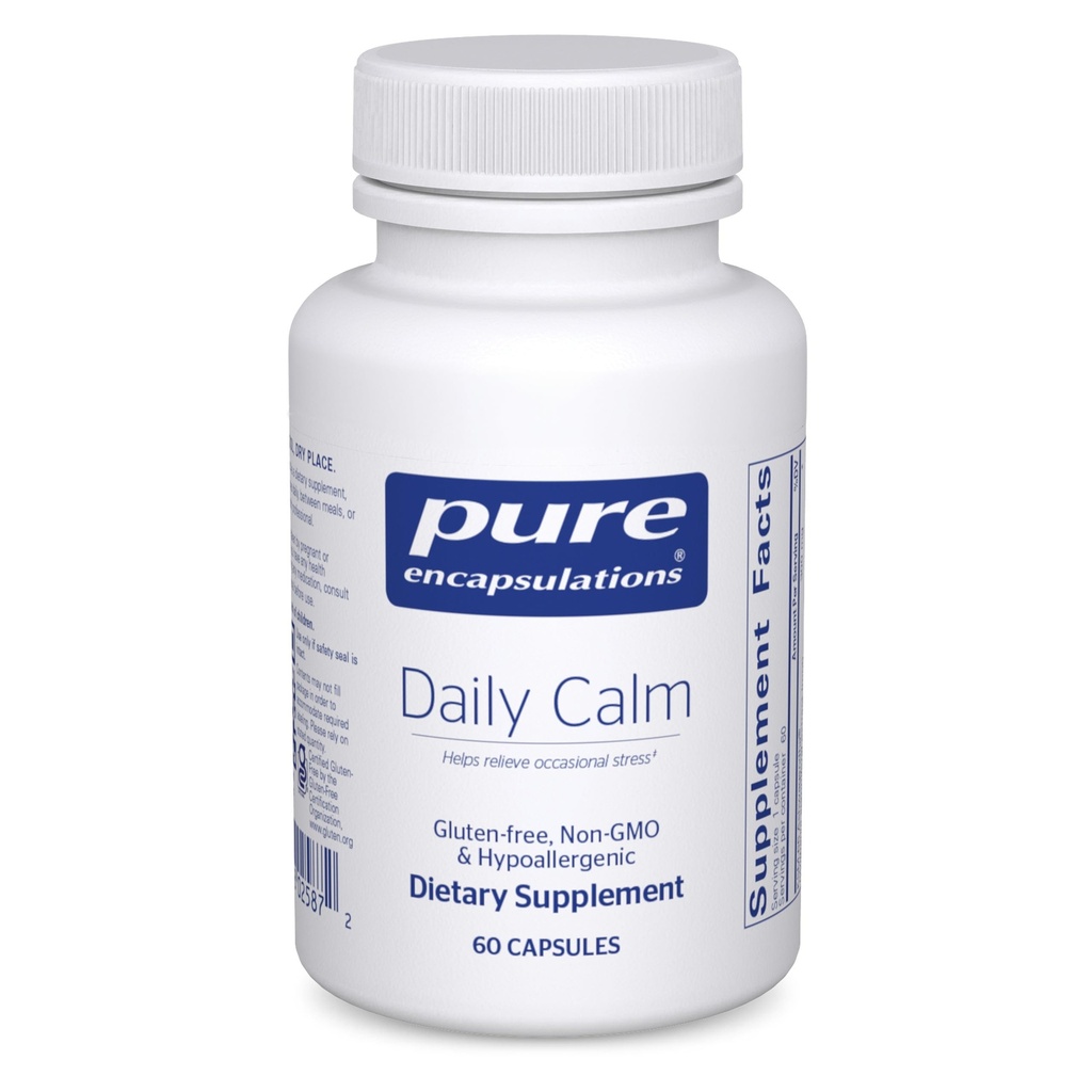 Pure Encapsulations Daily Calm - Vegan 스트레스 및 수면 지원 보충 - Ashwagandha, Saffron, GABA 및 L-Theanine - Non-GMO, Soy-Free 및 글루텐 - 무료 60 캡슐 포함