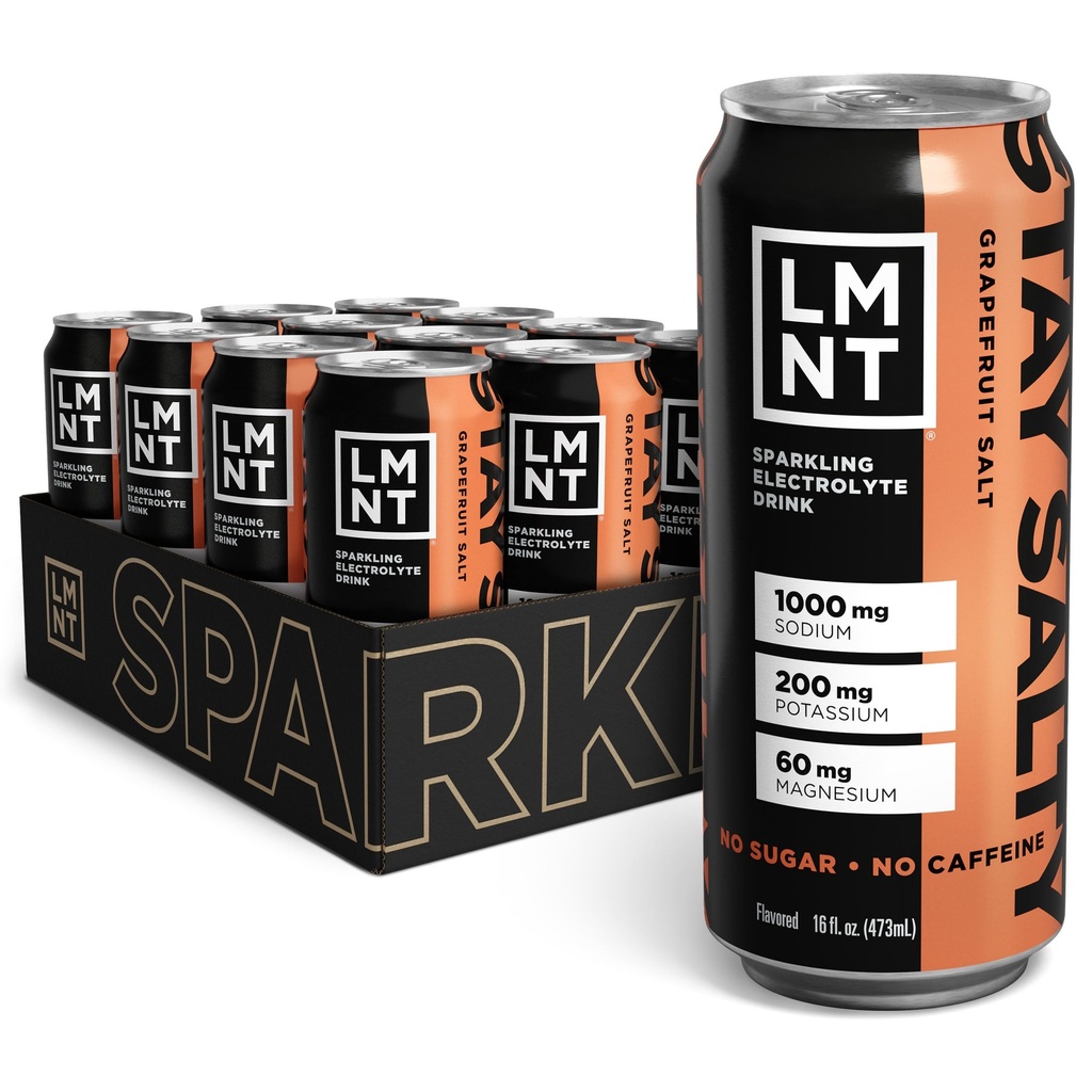 음료 LMNT Sparkling Electrolyte 음료 - 자몽 소금 | 12-Count