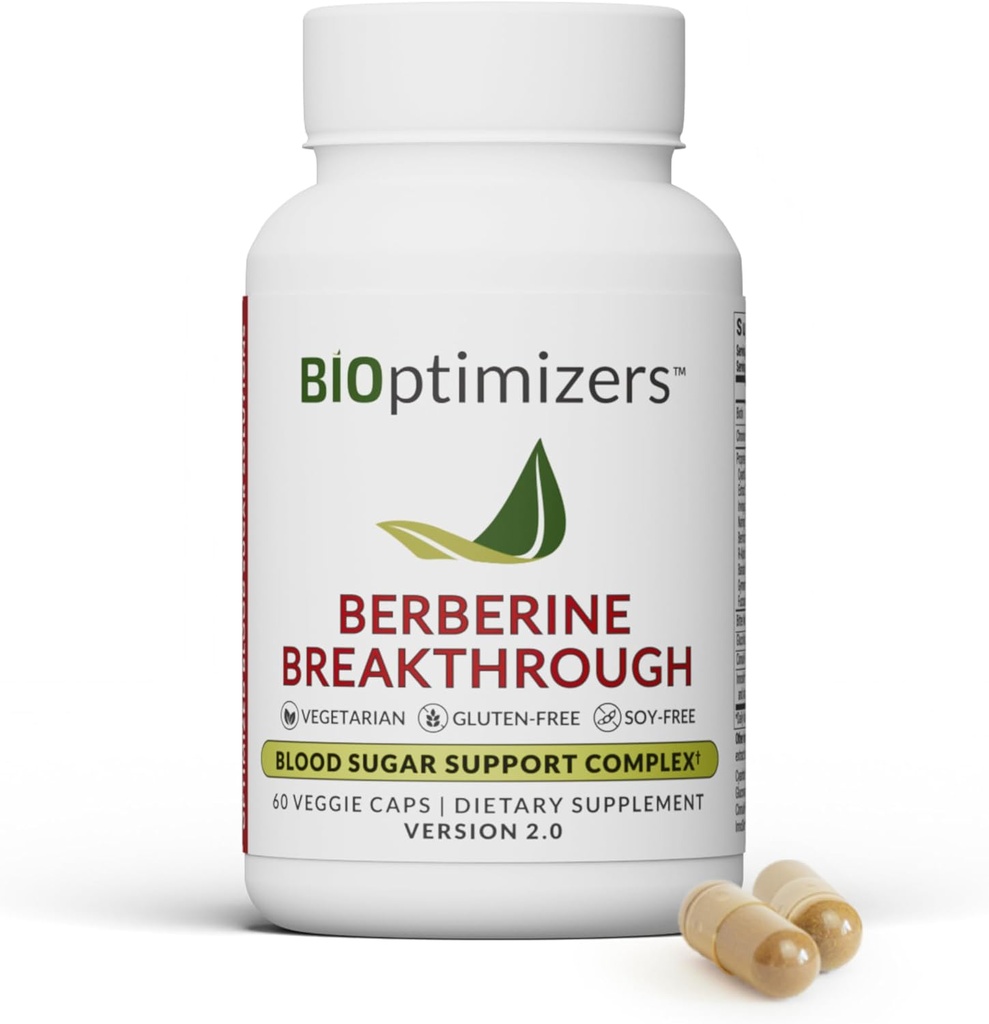 BIOptimizers Berberine Breakthrough 2.0 보충, 60 캡슐 - 채식, 글루텐 및 Soy-Free