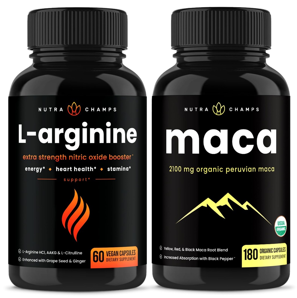 NutraChamps L-Arginine 캡슐과 마카 캡슐 2 팩 번들