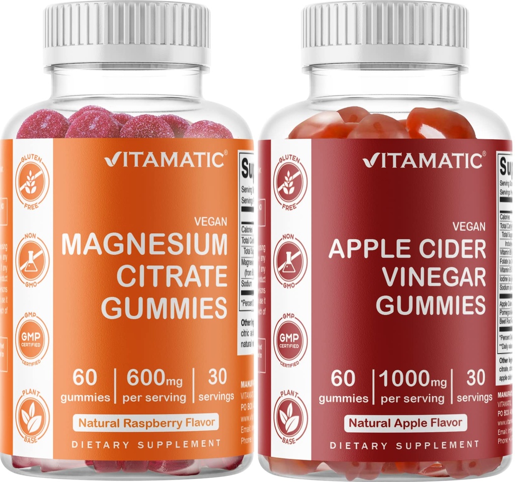 Vitamatic 마그네슘 & Apple Cider Vinegar Gummies - 각 60의 채식 조사