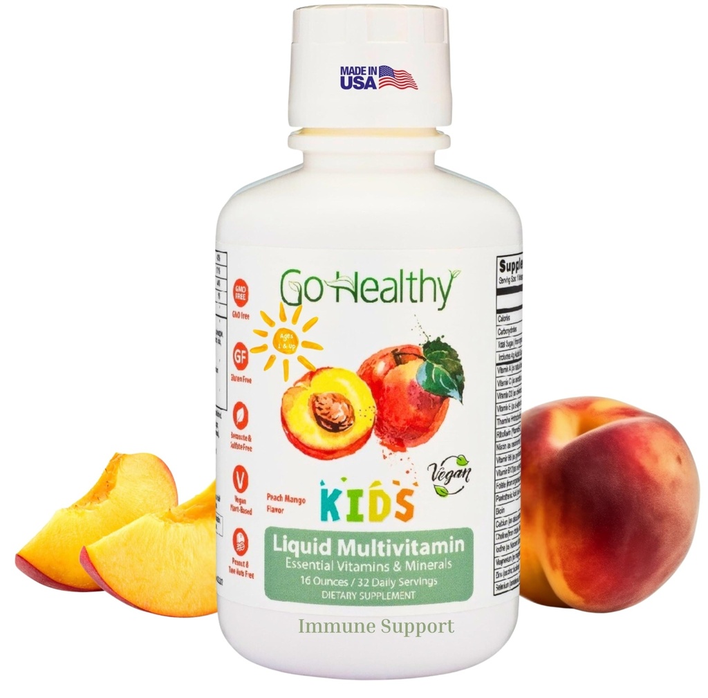 건강한 아이 액체 Multivitamin, 면역 지원, 아이 액체 Multivitamins, 높은 흡수 Vegan 비타민, 아이 비타민 Multivitamin 복숭아 망고 - 30-60 서빙