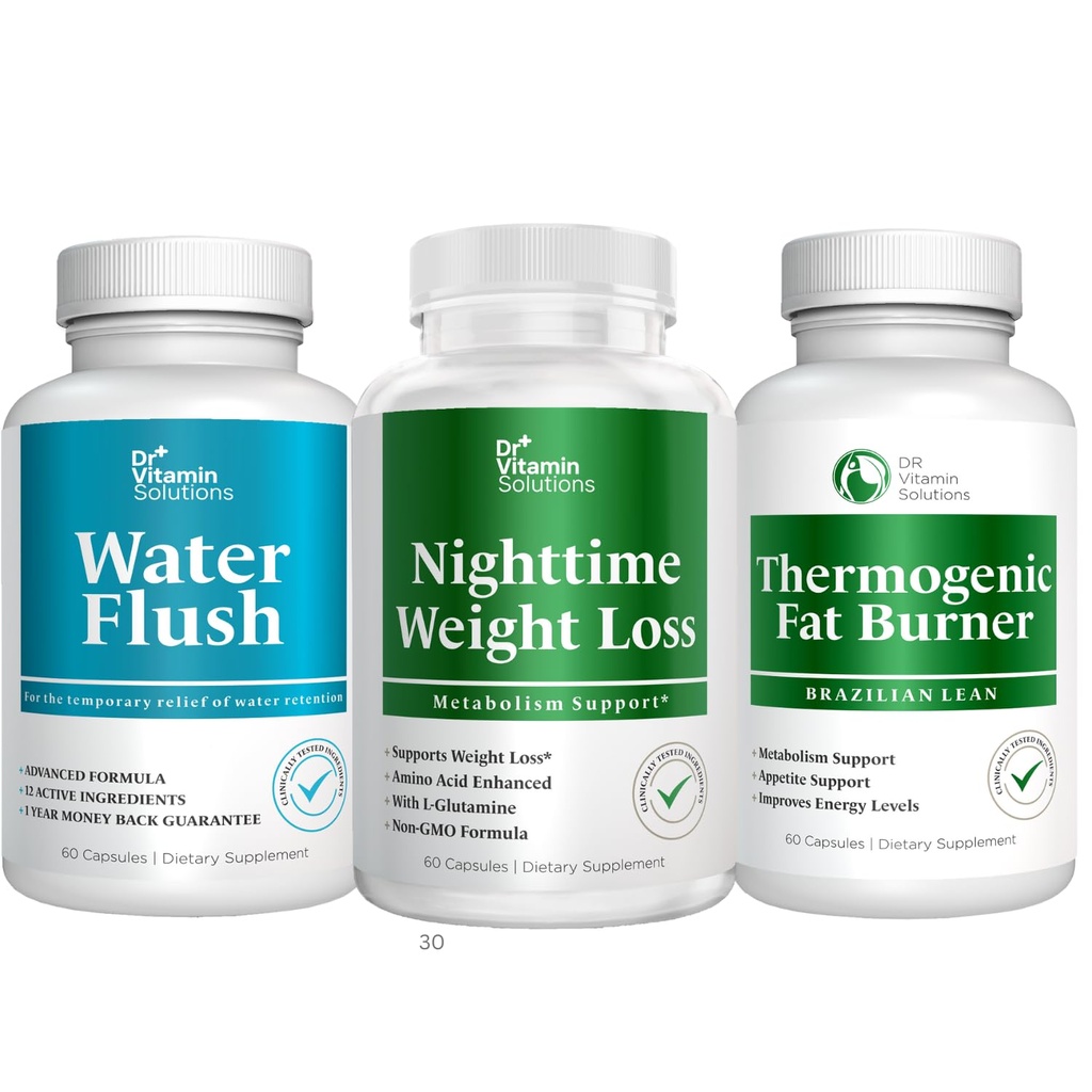 DR VITAMIN 솔루션 야간 지방 버너, Thermogenic 체중 감량 및 Diuretic 물 약 - 여성과 남성 180 캡을위한 Metabolism 및 물 보유 알약