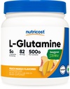 스테비아 (500 그램, 복숭아 망고)로 감미로운 Nutricost L 글루타민 분말 - Gut 지원을위한 보충, 서빙 당 L 글루타민 5 그램 - 글루텐 무료, 비 GMO