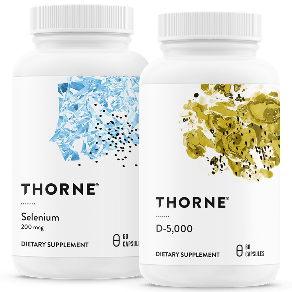 THORNE - 산화 방지제 및 웰빙 번들 - 셀렌 & 비타민 D-5000 - Thyroid Health & Immune 기능 지원 - 60 서빙