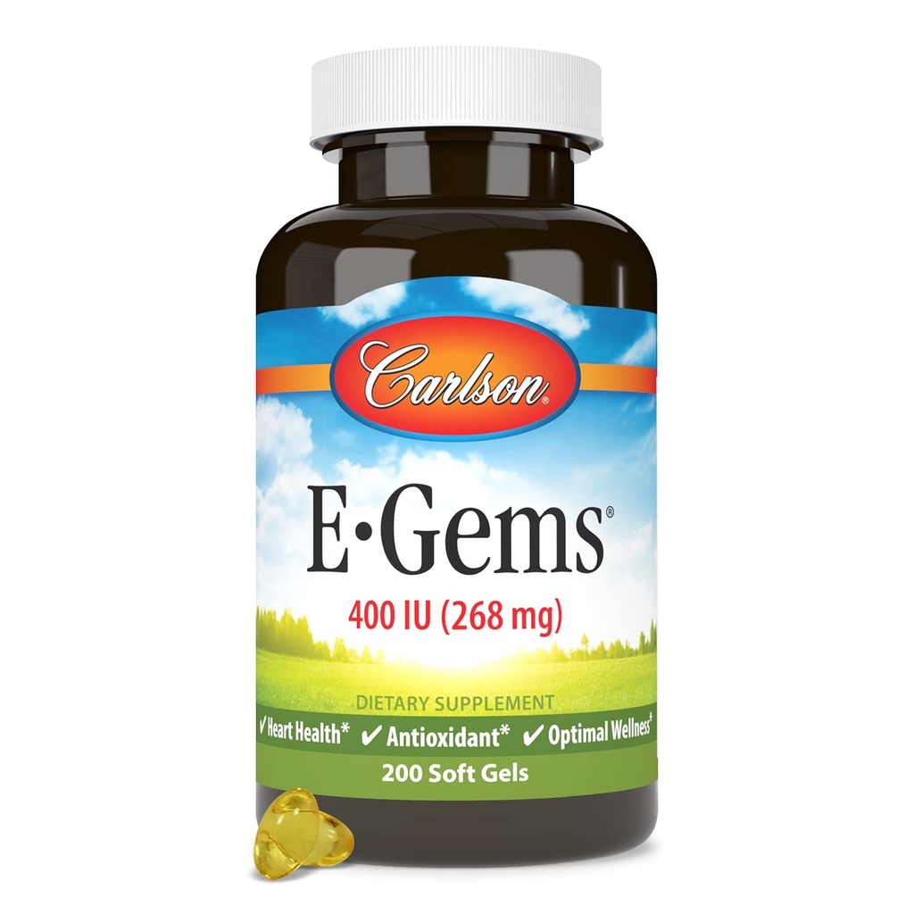 Carlson - E-Gems, 400 IU, 심장 건강 & 최선 웰니스, 산화 방지제, 200 연약한 젤
