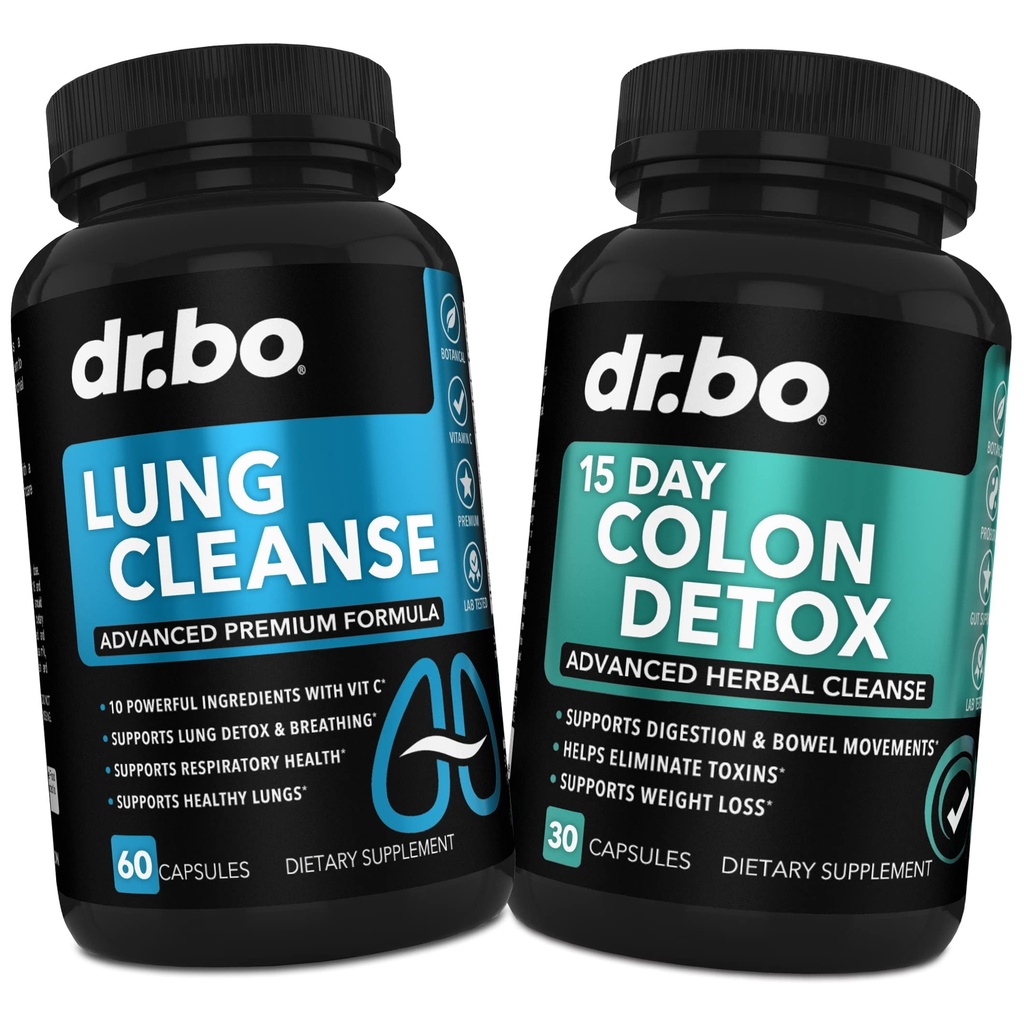 Lung Cleanse & Colon Detox - 호흡 건강 및 Bowel 운동을 지원하는 초본 공식