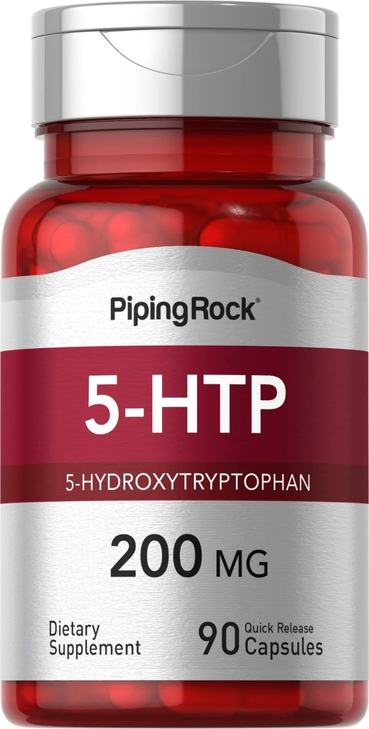 배관 바위 5-HTP 보충 | 200mg | 90 캡슐 | 5-Hydroxytryptophan | Griffonia Simplicifolia Extract | Non-GMO, 글루텐 프리