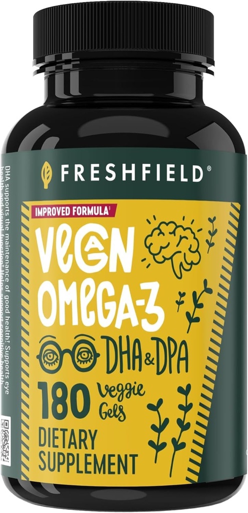 Vegan 오메가 3 DHA : 조류 오일, 대부분의 검토, Carrageenan 무료, 지속 가능, 테스트, 중금속, 물고기 오일 Alt, 식물 기반 오메가. 심장, 뇌, 관절 건강 w/DPA 지원