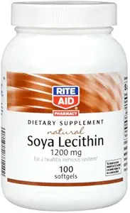 Rite Aid Soya Lecithin의 자연적인 규정식 보충교재, 1200mg 100 ea