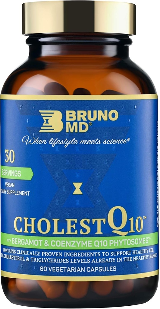 CholestQ10 보충교재, 지원 HDL 콜레스테롤 & Triglyceride는 정상적인 범위 안에, Curcumin와 더불어, 임상으로 입증된 성분, 자연적인 Cynara Cardunculus, 60의 캡슐 이미 수평합니다