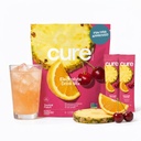 Cure Hydration | 식물 기반 전해질 음료 믹스 | 추가 설탕 | FSA-HSA | 코코넛 워터로 만든 탈수 릴리프 파우더 | 비 GMO | Vegan | 파우치 14개