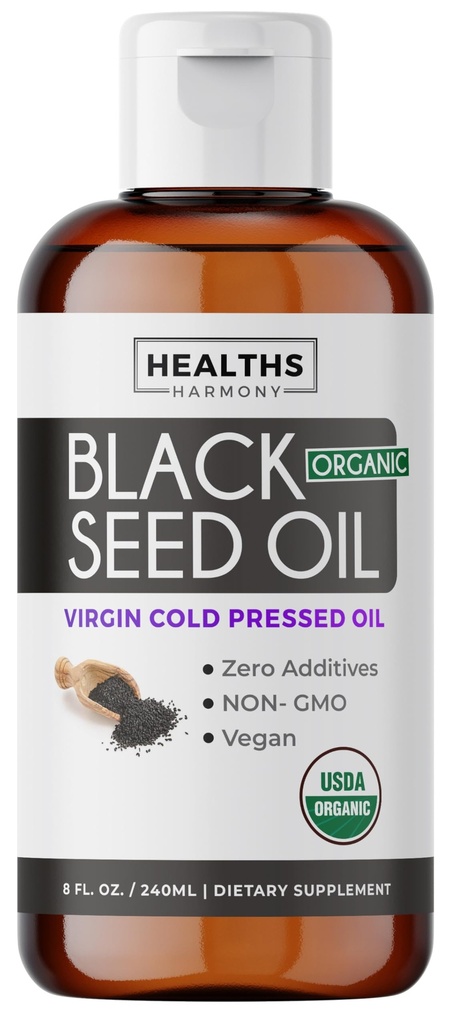 USDA 유기 검정 Cumin씨 기름 액체 (8개 fl oz) 프리미엄 찬 압박된 Nigella Sativa 생성 순수한 - 산화 방지제 보충교재 - Vegan, 글루텐 자유로운, & 비 GMO (약 또는 캡슐 없음)
