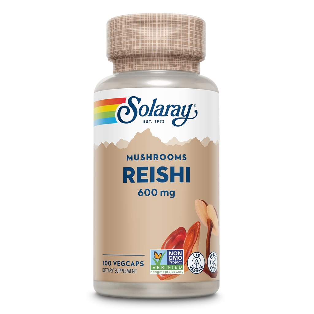 SOLARAY Reishi 버섯 600mg - Immune 지원을위한 Reishi 버섯 캡슐 - Vegan, Lab Verified - 60 일 환불 보증 - 100 서빙, 100 VegCaps