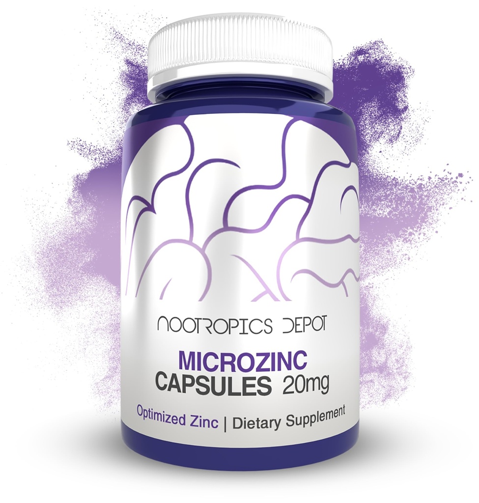 Nootropics Depot MicroZinc 캡슐 | 20mg | 최적화 아연 보충 | 90 개
