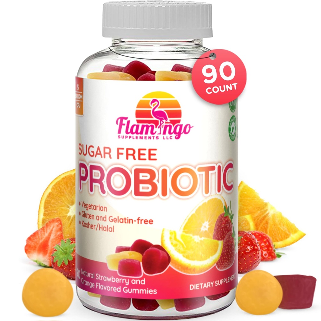 Probiotic Gummies Sugar Free- 3 억 CFU는 가스를 줄이고, Bloating - 여성, 어린이 및 남성 Probiotic- Bacillus Coagulans- Natural, Vegan, Vegetarian, Kosher, Halal -90 Gummy Probiotics를위한 Probiotics