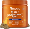 Zesty Paws Multivitamin은 개, 글루코사민 Chondroitin Joint Support + Digestive Enzymes & Probiotics, Grain Free Dog Vitamins 및 Skin & Coat, Peanut Butter에 대한 보충제를 치료합니다. 90ct