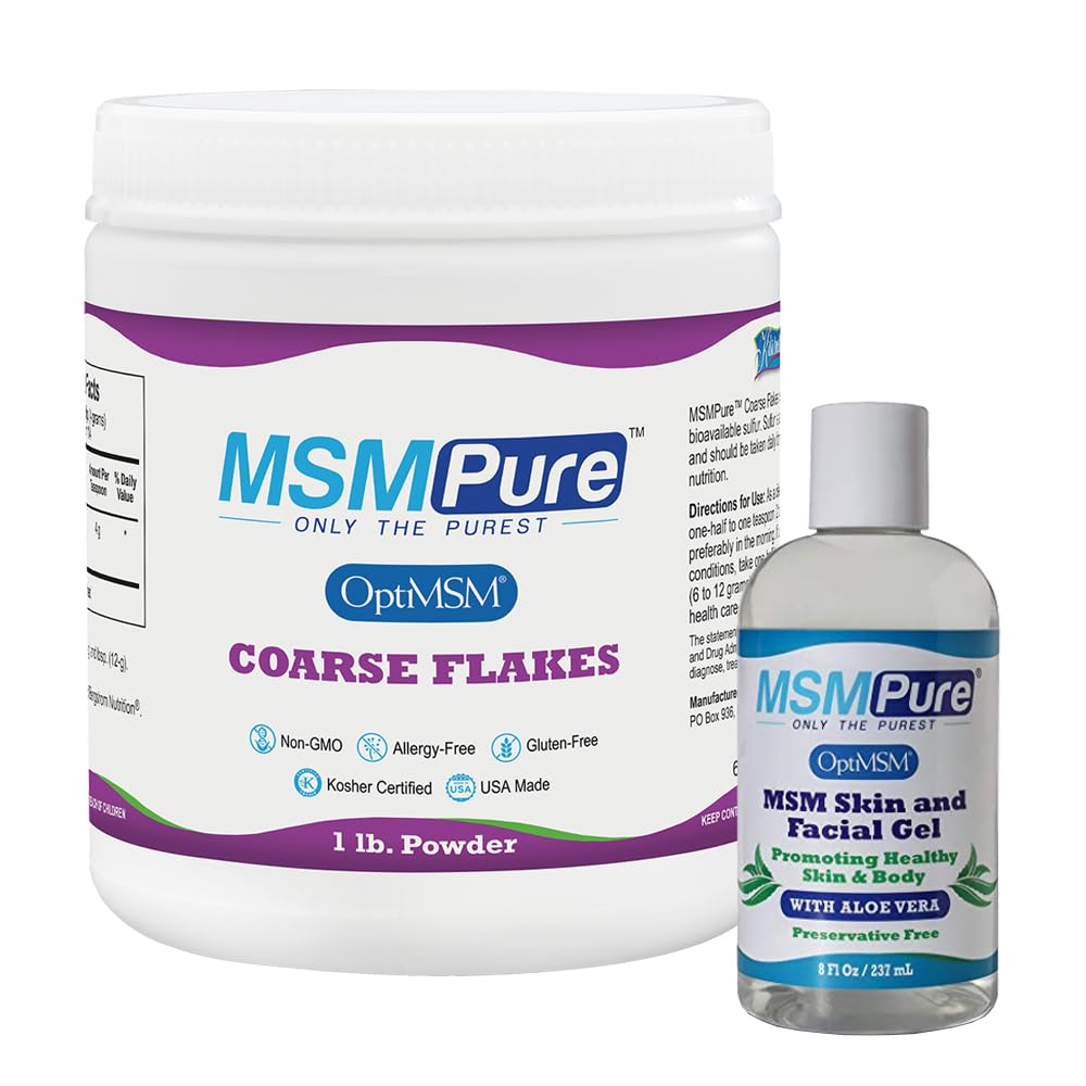 유기 알로에 8oz 뭉치를 가진 KALA HEALTH MSMPure MSM Coarse 조각 1lb와 MSM 젤
