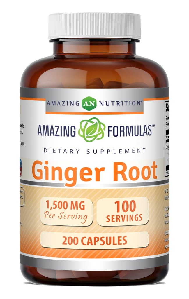 Amazing Formulas Ginger Root 4:1 보충 | 1500 Mg Per 서빙 | 200 캡슐 보충 | Non-GMO | 글루텐 무료 | 미국에서 제작