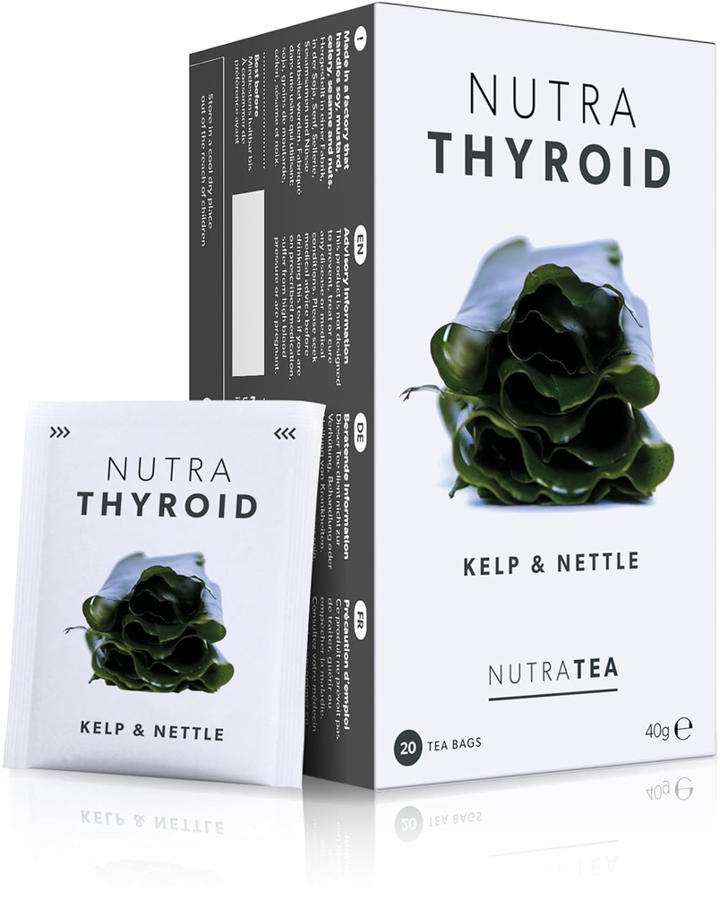 NUTRATHYROID - 갑상선 건강 차 | 메타볼리즘 차 - 갑상선 지원 제공 - Kelp, Bladderwrack & Ashwagandha 포함 - 60 봉투 티백 - Nutra Tea - Herbal Tea - (3 팩)
