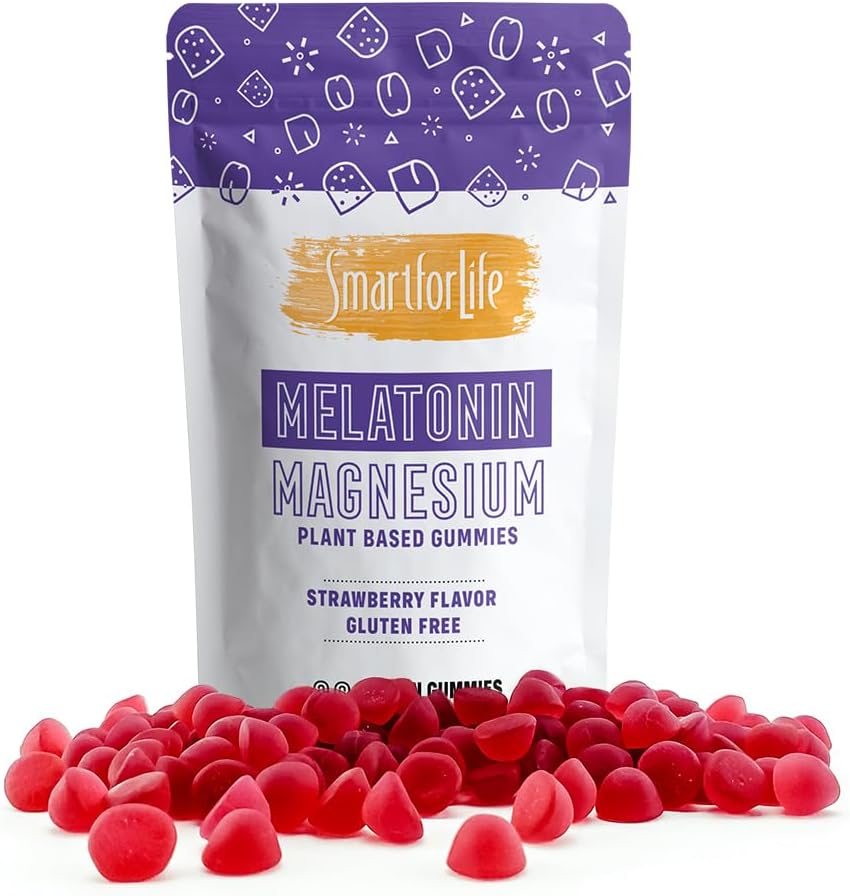 생명 Melatonin Gummies 5mg W/Magnesium - 60 카운트 - 공장 기반 Vegan Melatonin Gummies - 딸기 풍미 수면 Gummies - 심장 및 뼈 건강 다이어트 보충 - 성인 Melatonin Gummies