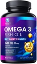 오메가 3 물고기 기름 2400 mg 보충교재, 지속적으로, 세 배 힘 Omega-3 보충교재 Softgels의 뇌 건강 지원, EPA & DHA 물고기 기름 지방산 보충교재, 글루텐 & GMO는, 60 Softgels 해방합니다