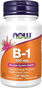 NOW 식품 비타민 B-1 (Thiamine) 100mg, 100 정제 (팩 2)