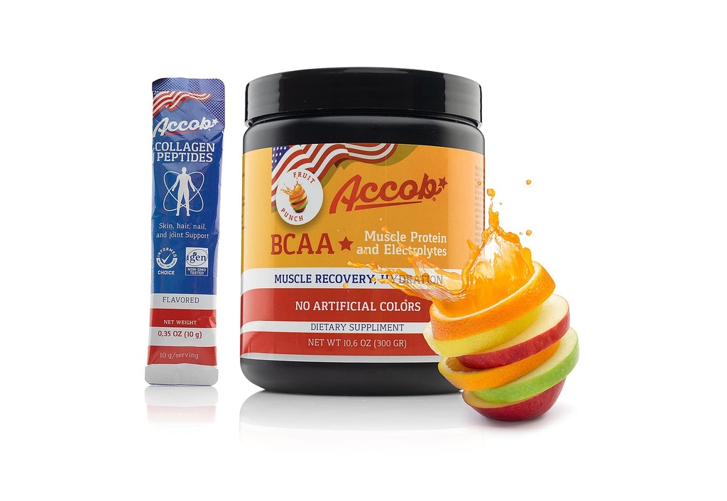 BCAA 분말 과일 펀치 전 또는 포스트 운동, 아미노산을 가진 근육 회복 음료 + 전해질, 남자를 위한 7,2g BCCAs 및 여자 30는 교원질 펩티드의 +10g를 서빙합니다