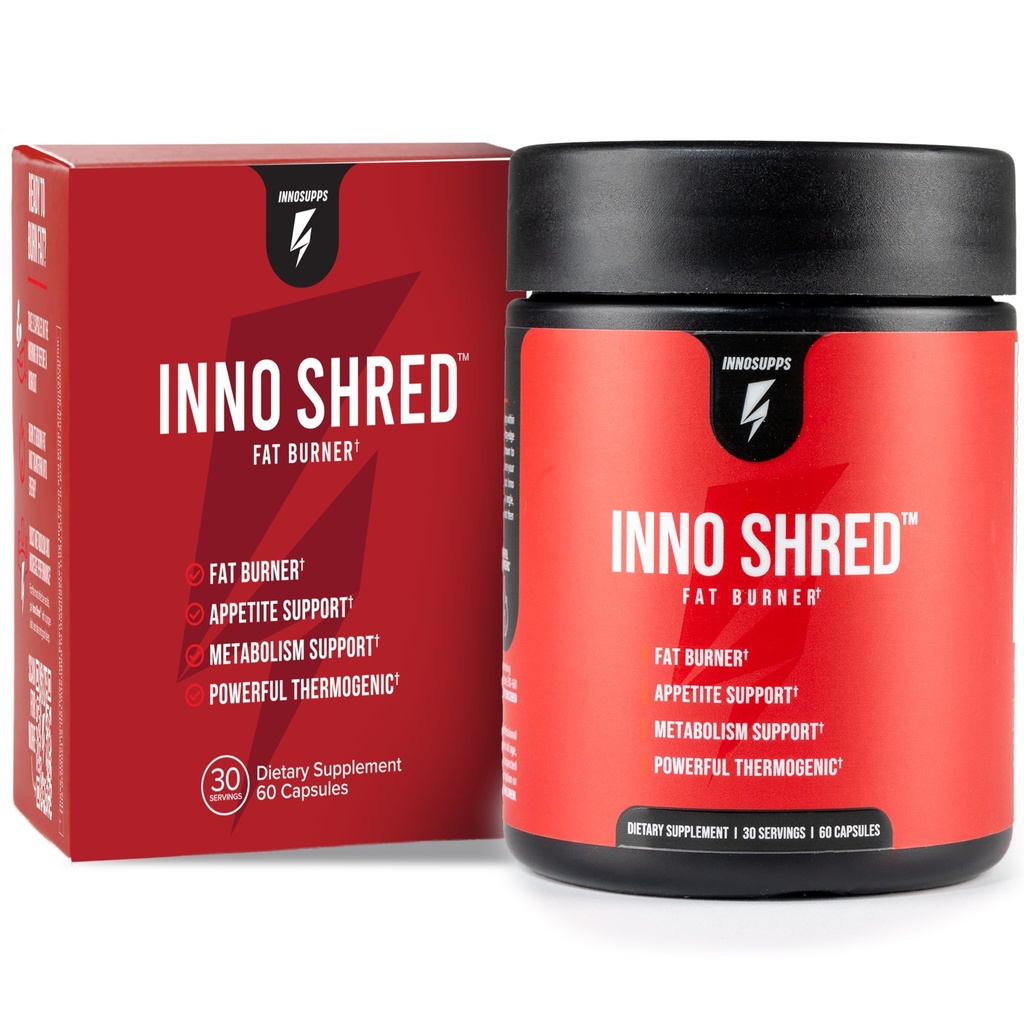 Inno Shred Thermogenic 뚱뚱한 가열기 남자 & 여자 - 식욕 억제제, Capsimax, Paradoxine, 녹차 추출물과 에너지 및 대사 지원 - 60의 캡슐, 30의 서빙