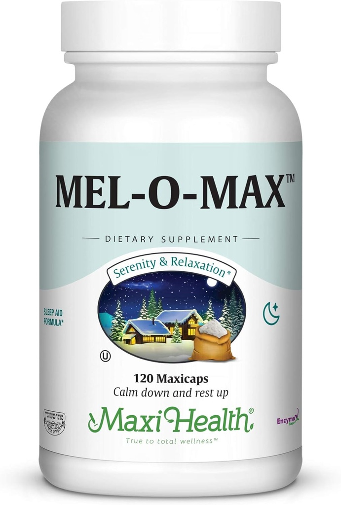 Maxi 건강 Mel-O-Max - Melatonin - Valerian Root - Sleep Aid - 120 캡슐 - 코셔