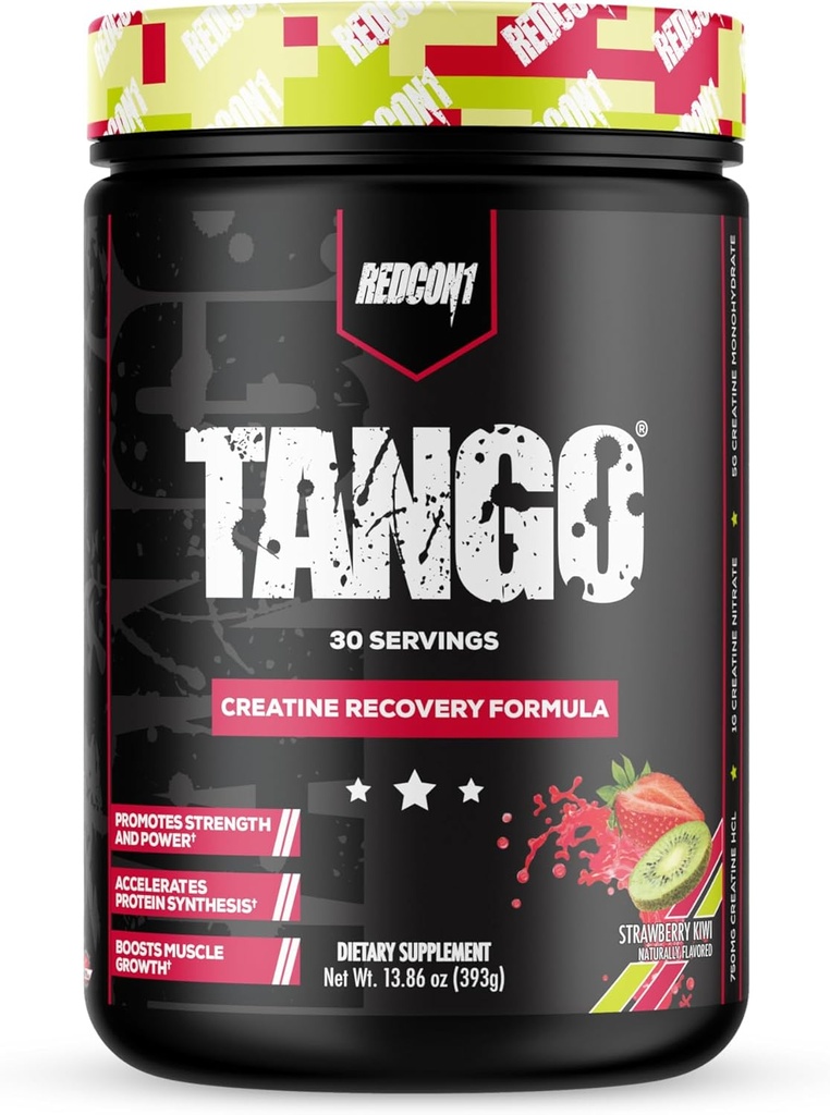 REDCON1 Tango Creatine 분말, Strawberry Kiwi - Sugar Free + Keto Friendly Creatine Supplement - 근육 내구시간 및 강도를위한 베타 인 무수 (30 인분)