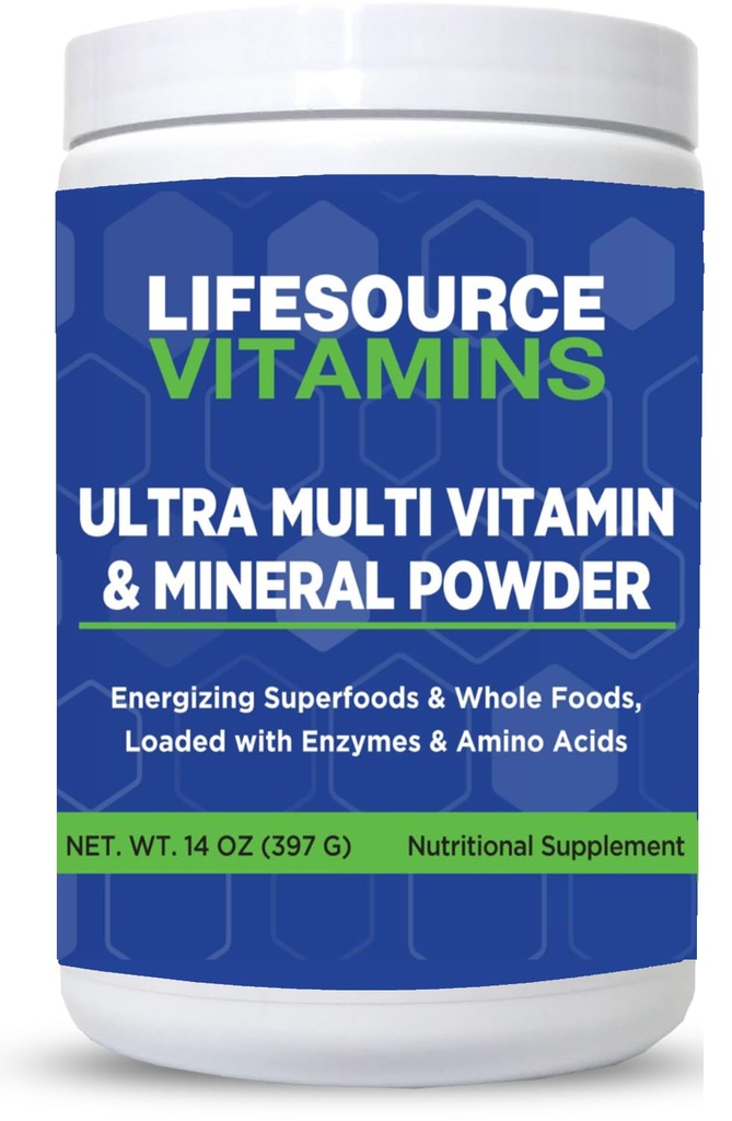 LifeSource 비타민 Ultra Multi Vitamin & Mineral Powder - 전체 식품 기반 - 30 일 공급