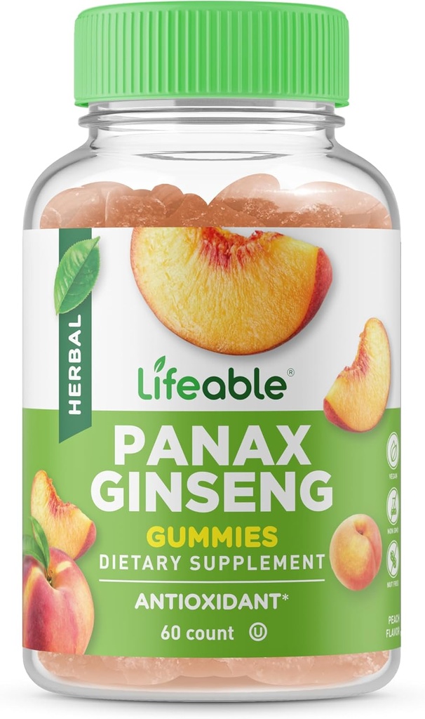 Lifeable Panax Ginseng Supplement | 훌륭한 타스팅 인삼 보충제 | Panax Ginseng Extract | 여성용 인삼 구미, 남성용 인삼 구미 | 90 Gummies