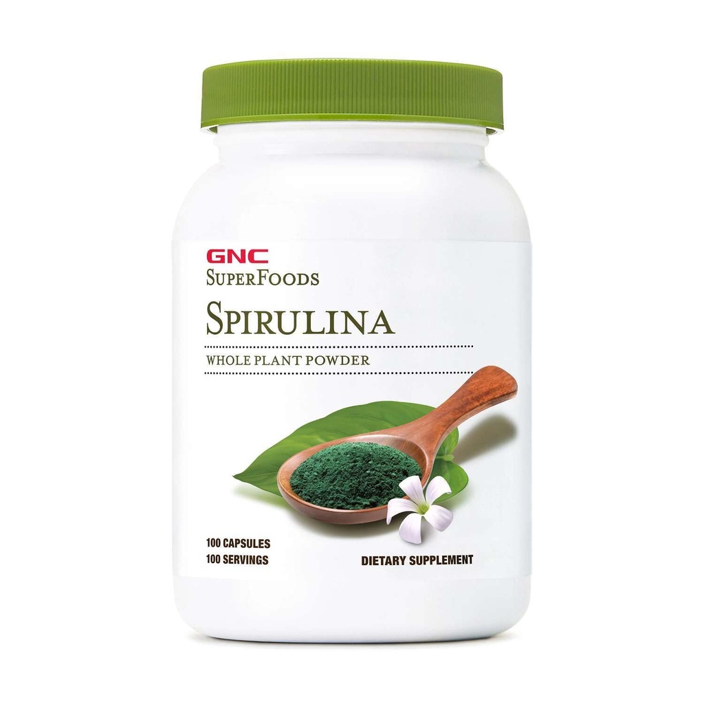 GNC SuperFoods Spirulina 전체적인 식물 분말 캡슐, 100개의 캡슐, 100개의 서빙